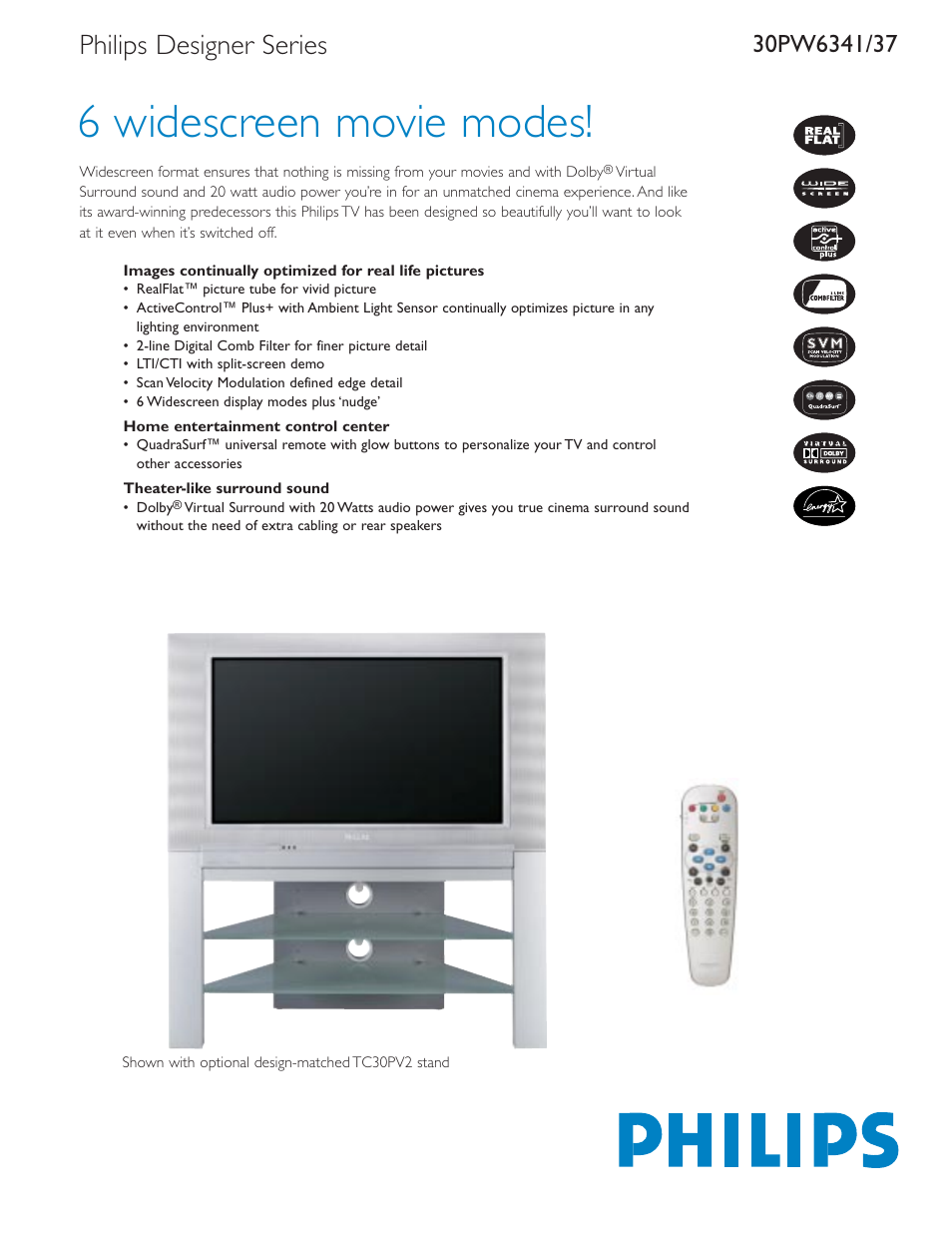 Philips 30PW6341-37B User Manual | 2 pages