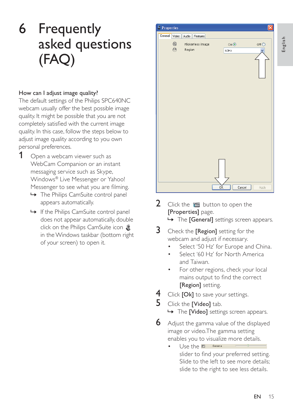 6 frequently asked questions (faq) | Philips SPC640NC-00 User Manual | Page 16 / 22