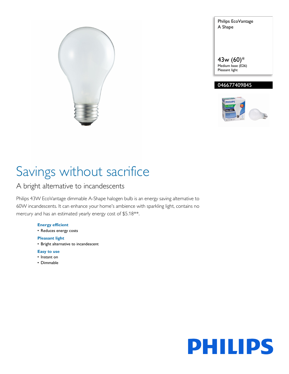 Philips 046677409845 User Manual | 2 pages