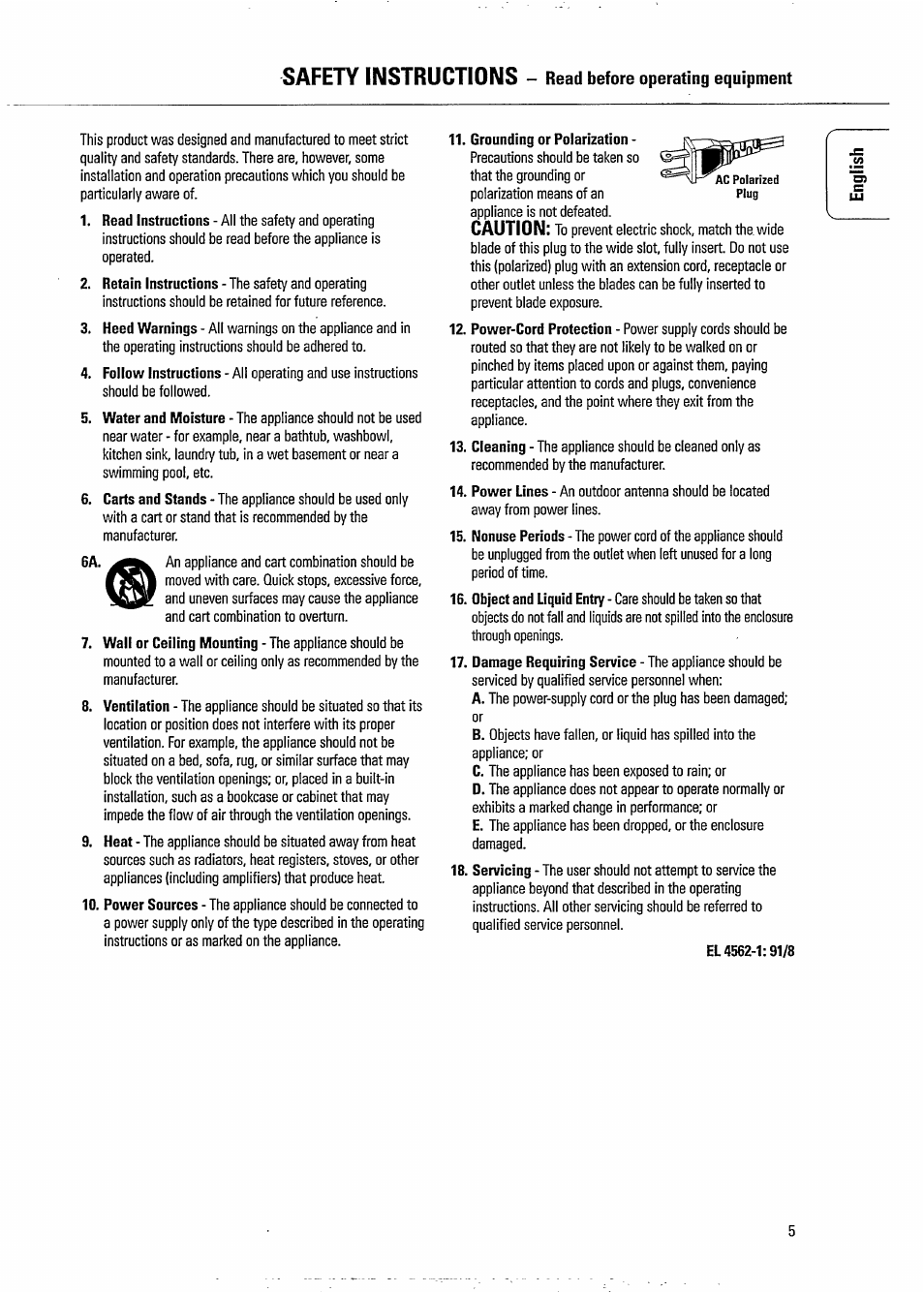 Safety instructions, Caution | Philips FB209W-17 User Manual | Page 5 / 13