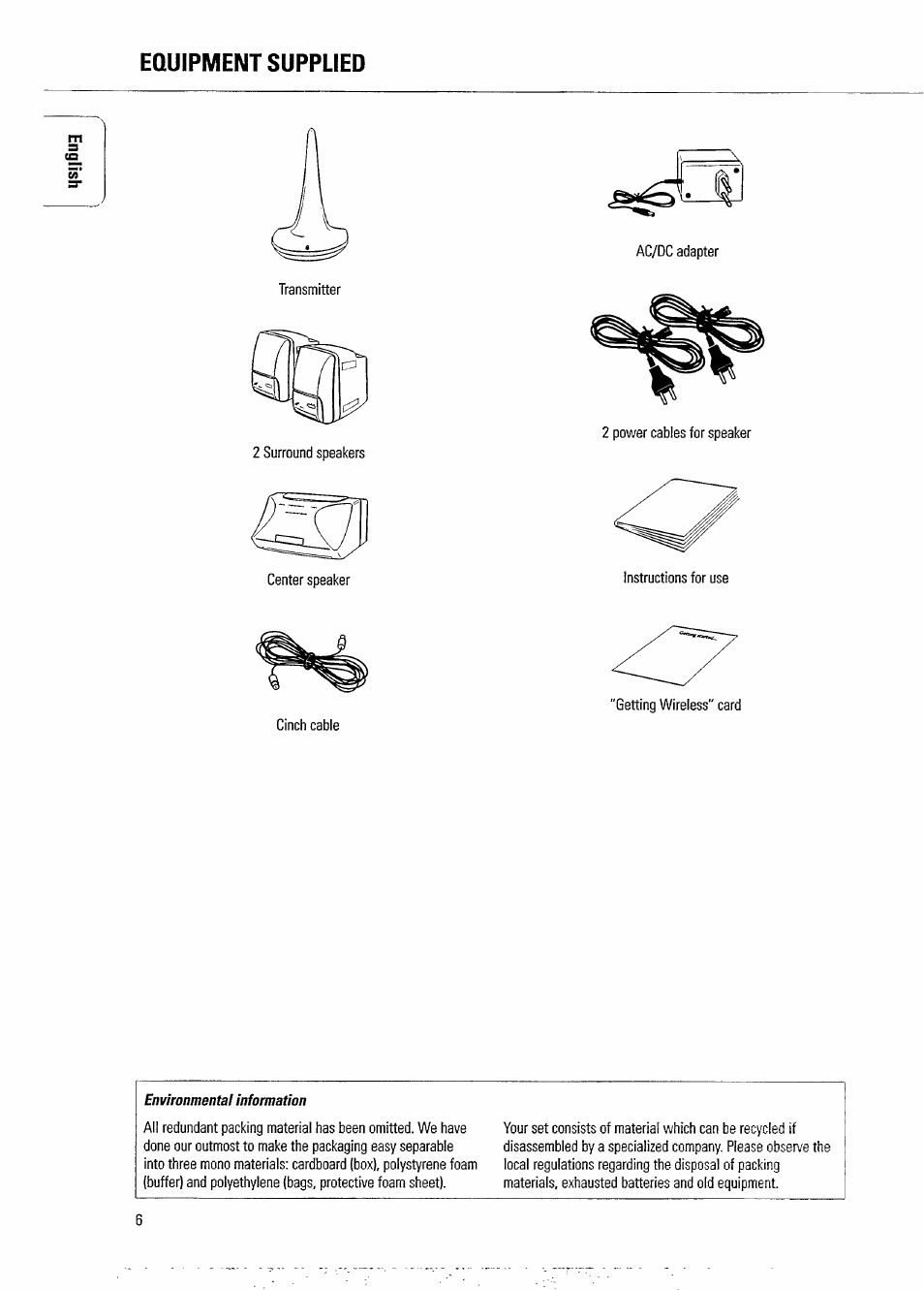 Equipment supplied | Philips FB209W-17 User Manual | Page 6 / 13