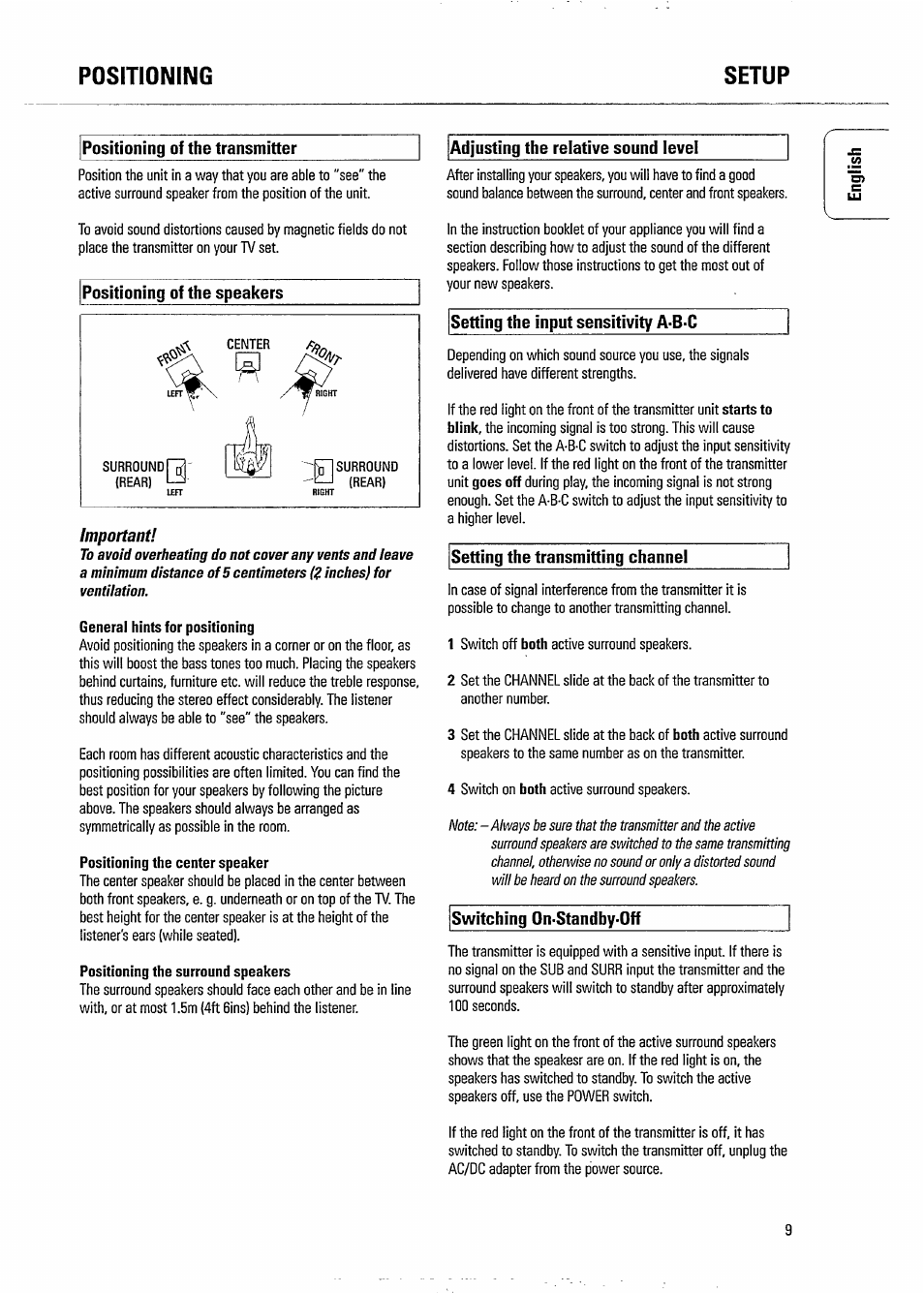 Positioning setup | Philips FB209W-17 User Manual | Page 9 / 13