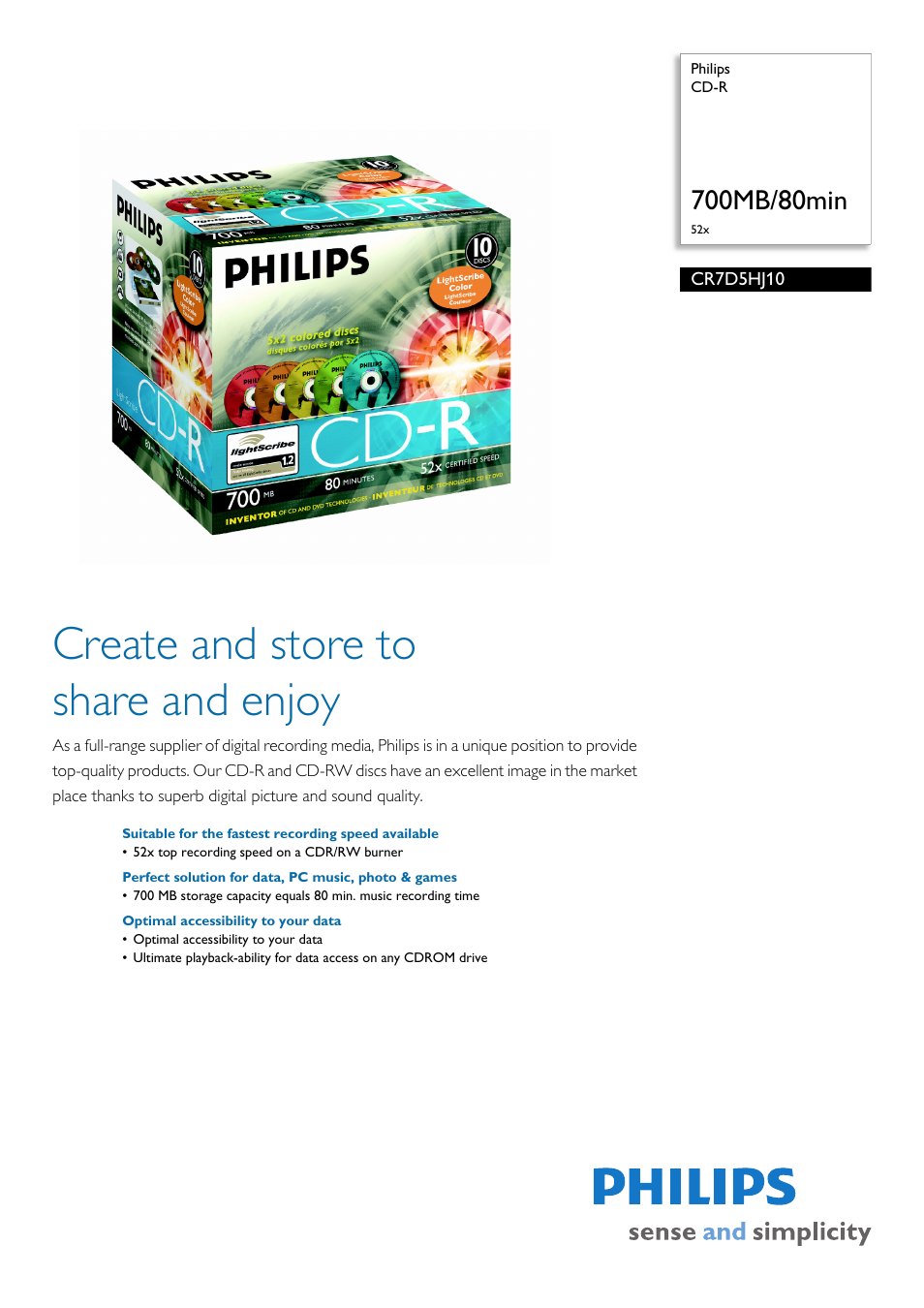 Philips CR7D5HJ10-00 User Manual | 2 pages