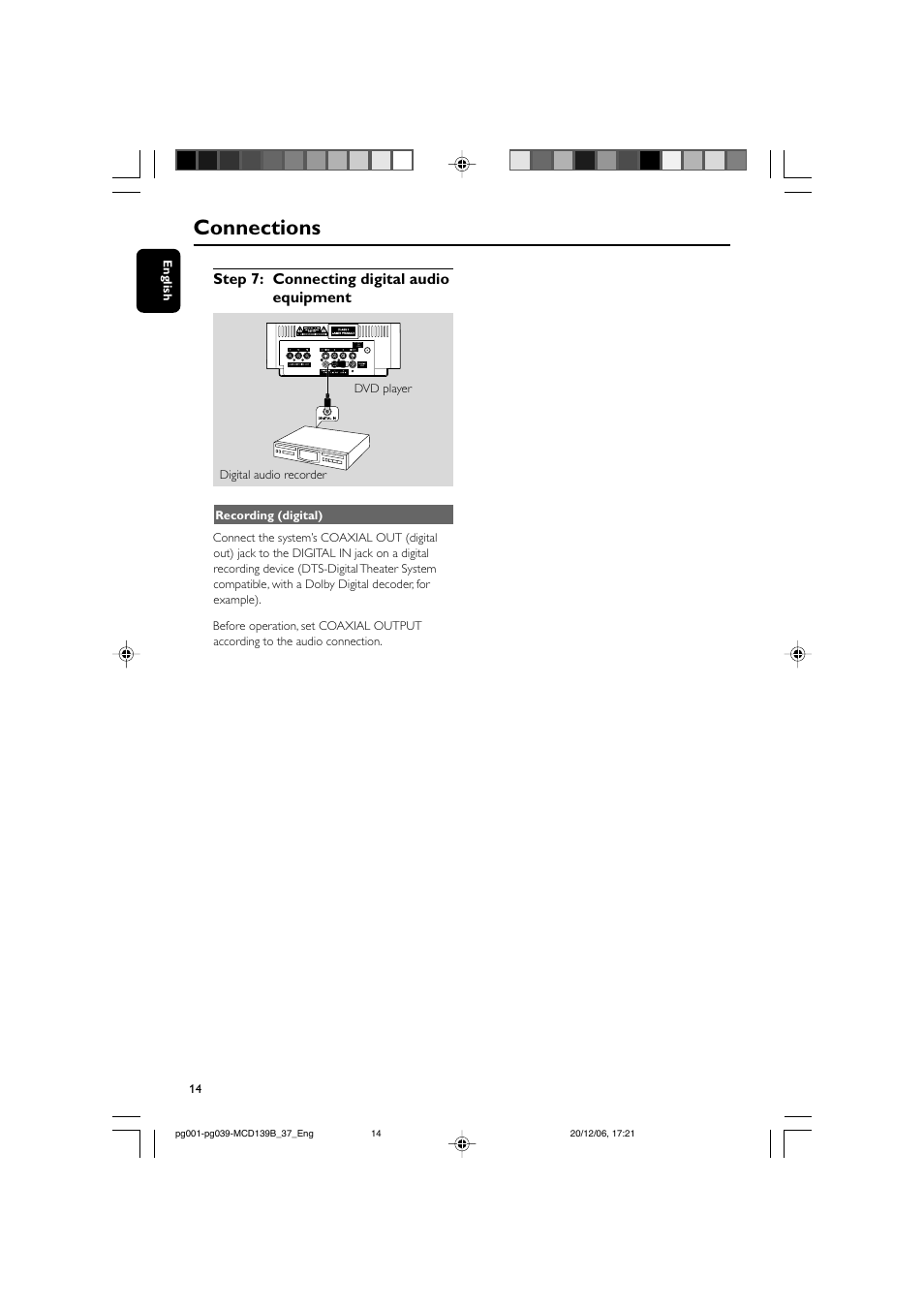 Connections | Philips DVD Micro Theater MCD139B User Manual | Page 14 / 40