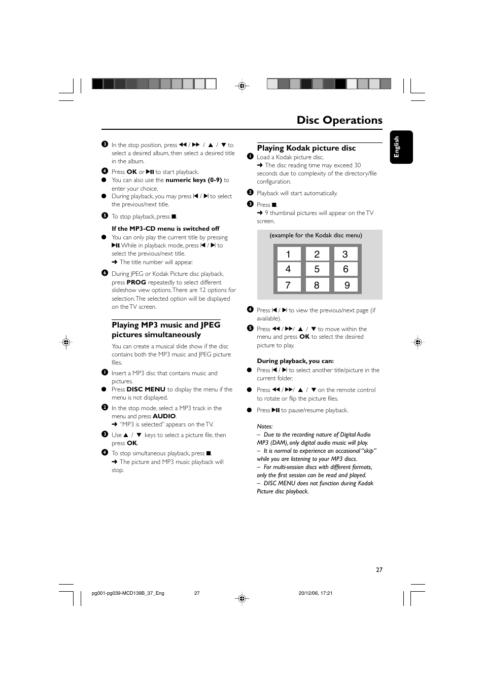 Disc operations | Philips DVD Micro Theater MCD139B User Manual | Page 27 / 40