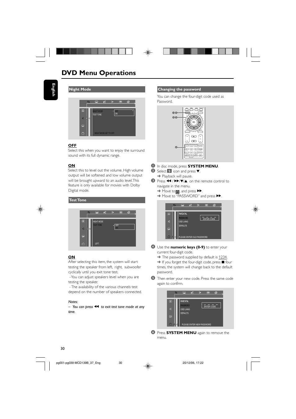 Dvd menu operations | Philips DVD Micro Theater MCD139B User Manual | Page 30 / 40