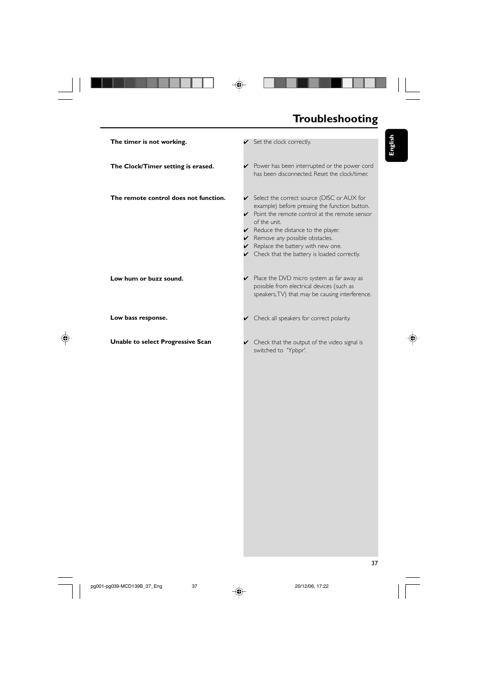 Troubleshooting | Philips DVD Micro Theater MCD139B User Manual | Page 37 / 40