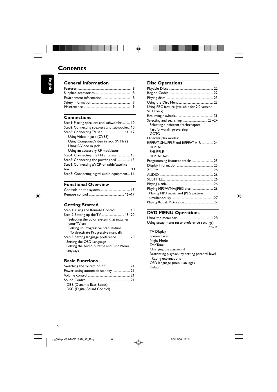 Philips DVD Micro Theater MCD139B User Manual | Page 6 / 40