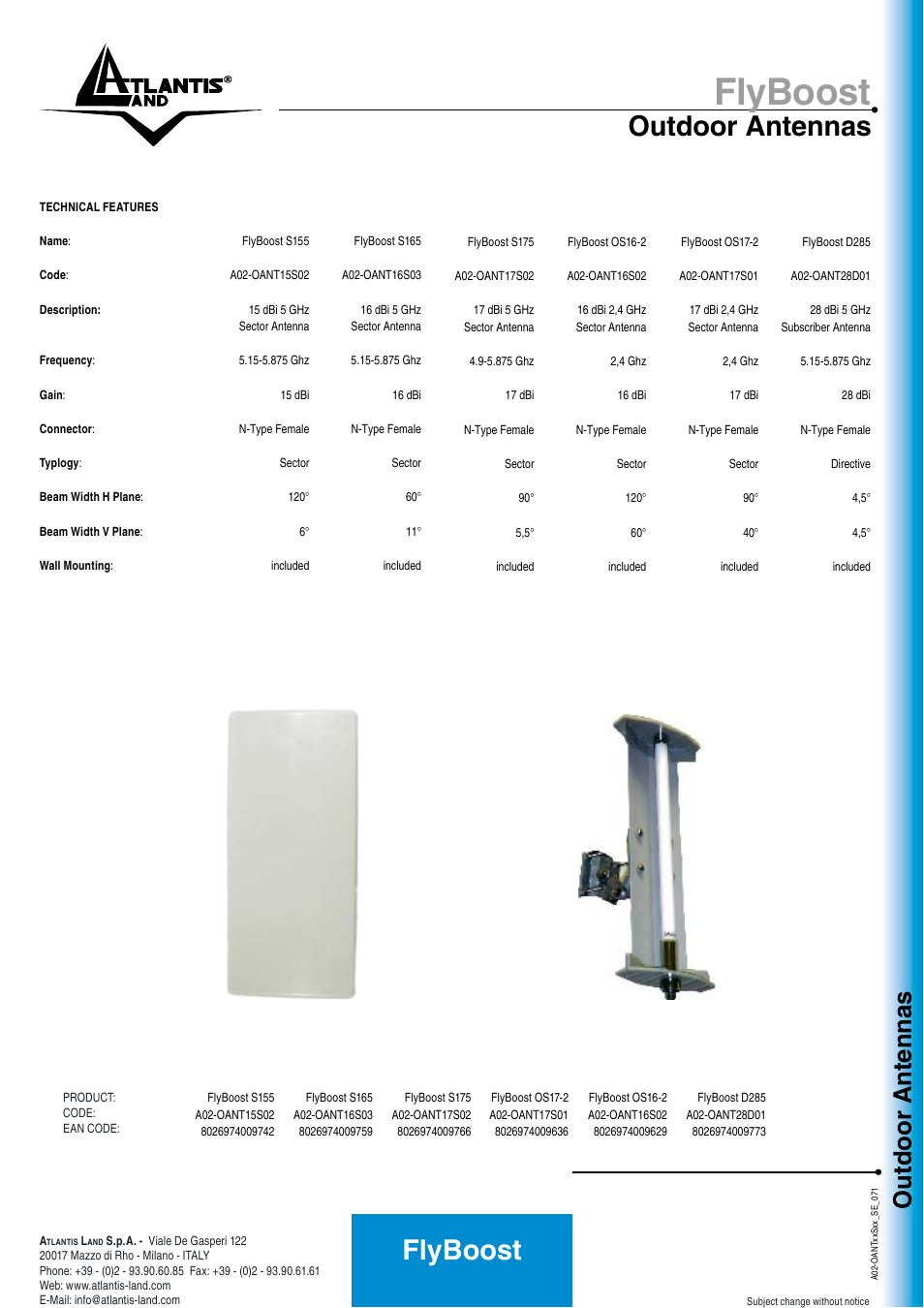 Flyboost, Outdoor antennas | Atlantis Land FlyBoost User Manual | Page 2 / 2