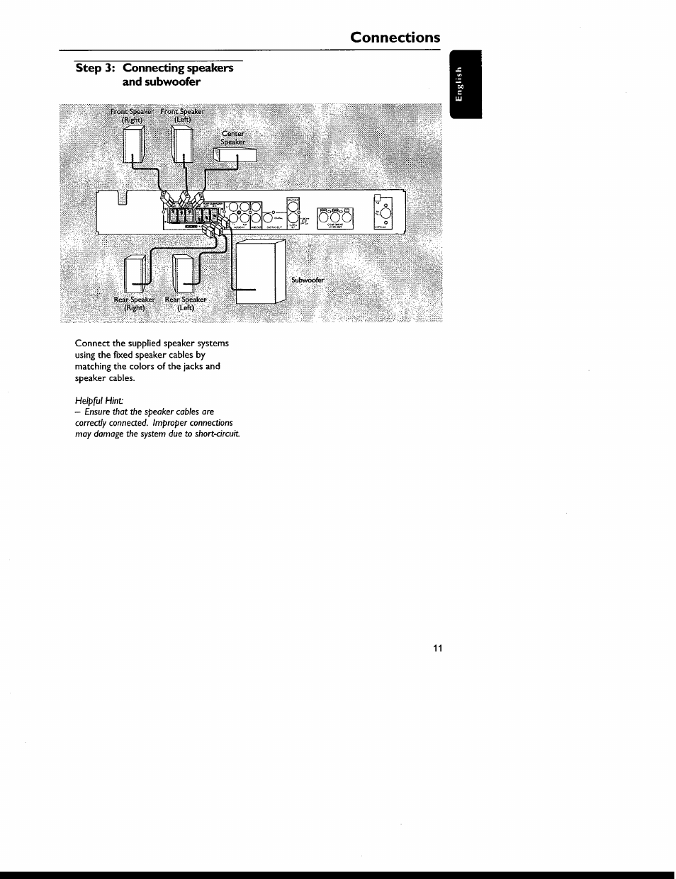 Step 3: connecting speakers and subwoofer, Connections, A* c°o^o | Philips MX6050D-17 User Manual | Page 25 / 53
