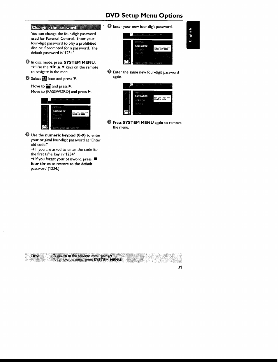 Dvd setup menu options | Philips MX6050D-17 User Manual | Page 45 / 53
