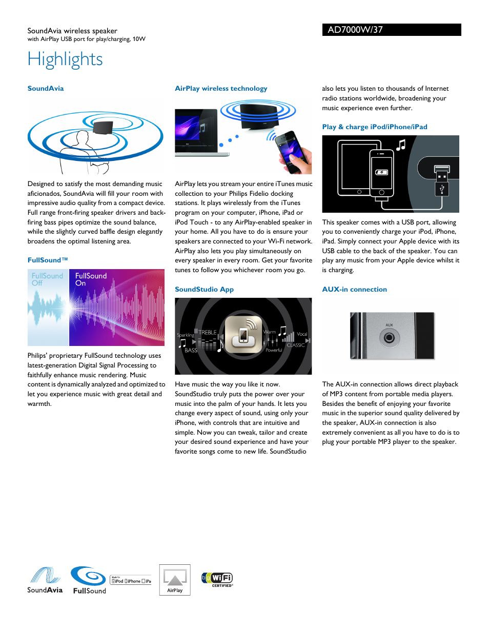 Highlights | Philips AD7000W-37 User Manual | Page 2 / 3