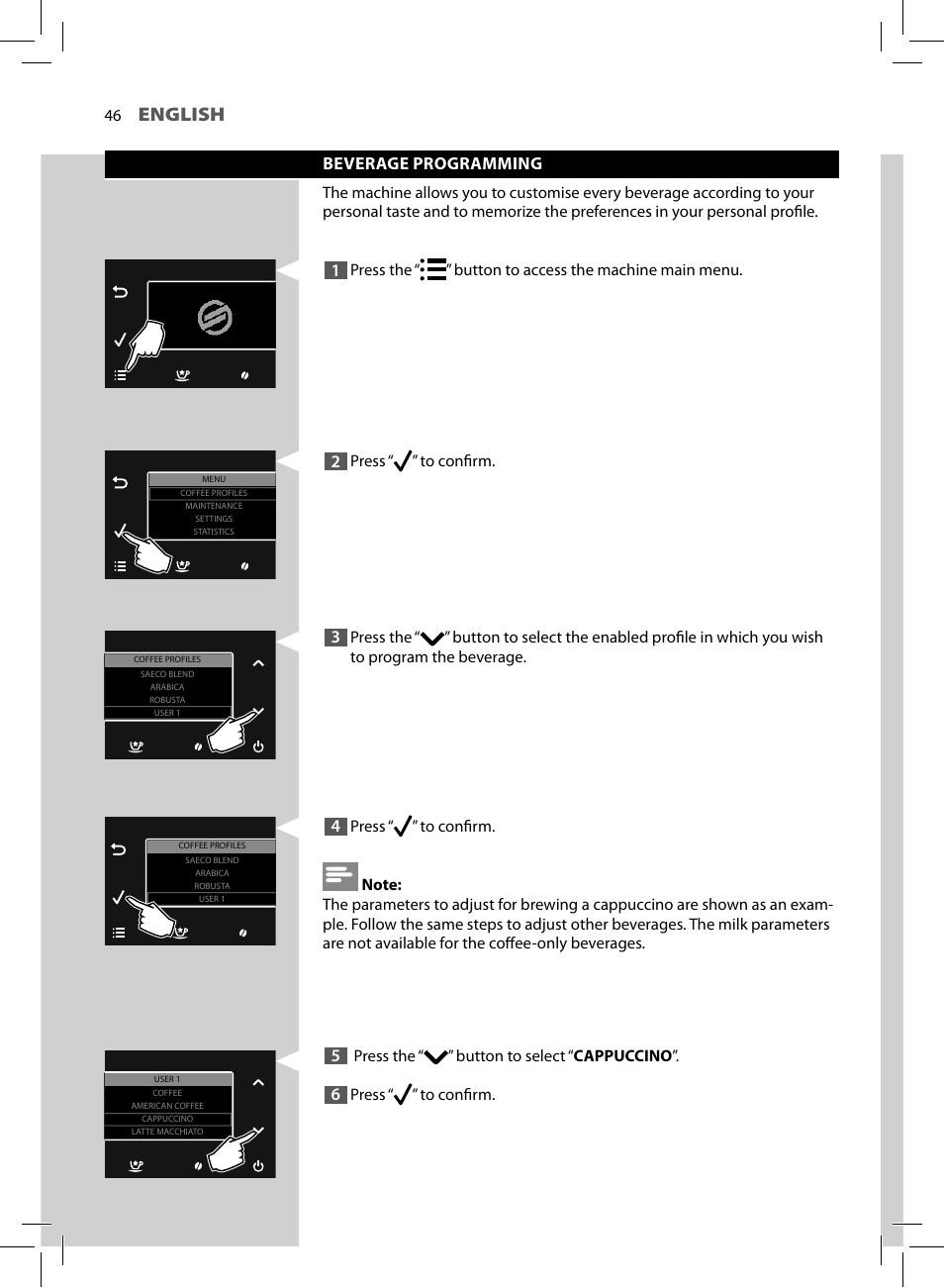 English, Beverage programming | Philips HD8964-47 User Manual | Page 48 / 92