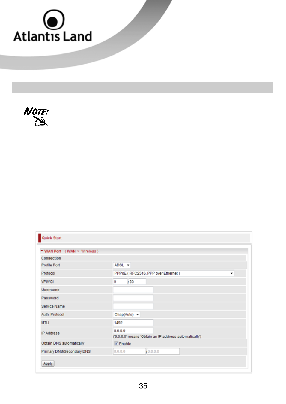 Quick start | Atlantis Land WEBSHARE 3G 244WN User Manual | Page 35 / 133
