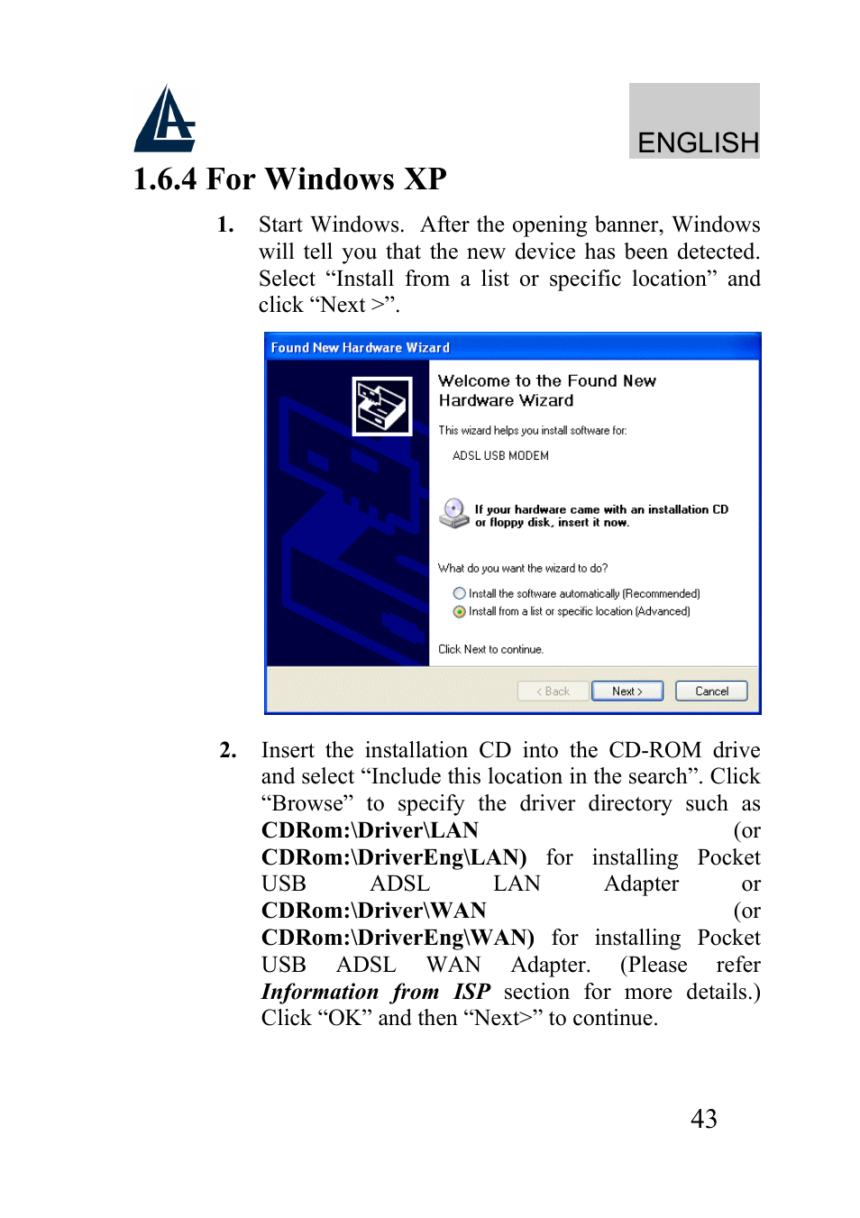 4 for windows xp, English | Atlantis Land A01-AU2 User Manual | Page 43 / 76