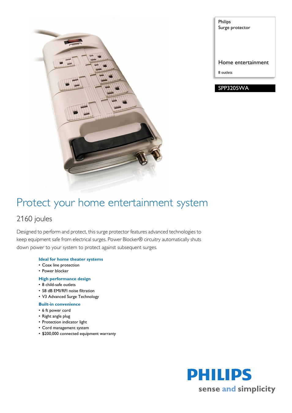 Philips SPP3205WA-17 User Manual | 2 pages