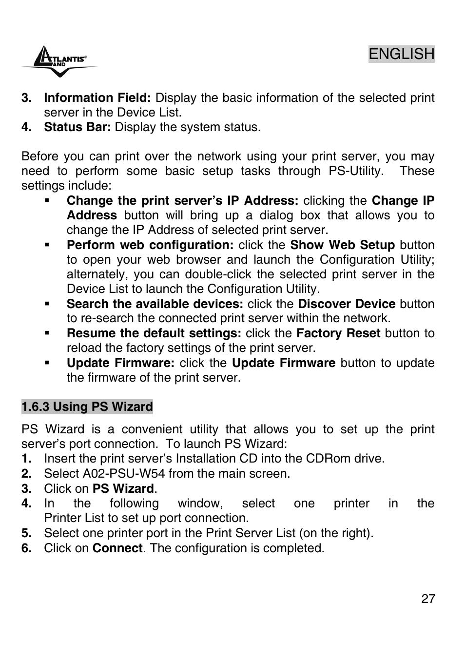 English | Atlantis Land A02-PSU-W54 User Manual | Page 26 / 50