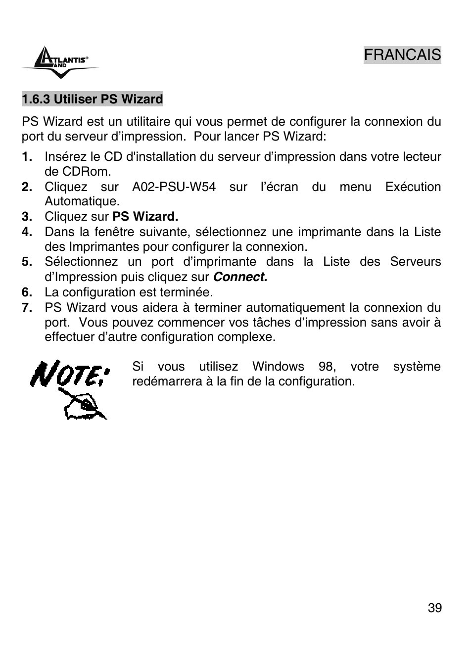 Francais | Atlantis Land A02-PSU-W54 User Manual | Page 38 / 50