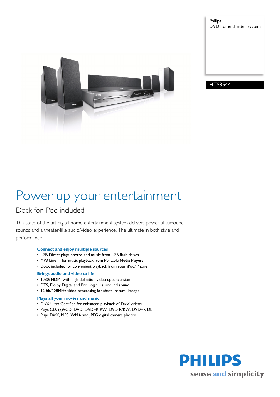 Philips HTS3544-37B User Manual | 3 pages