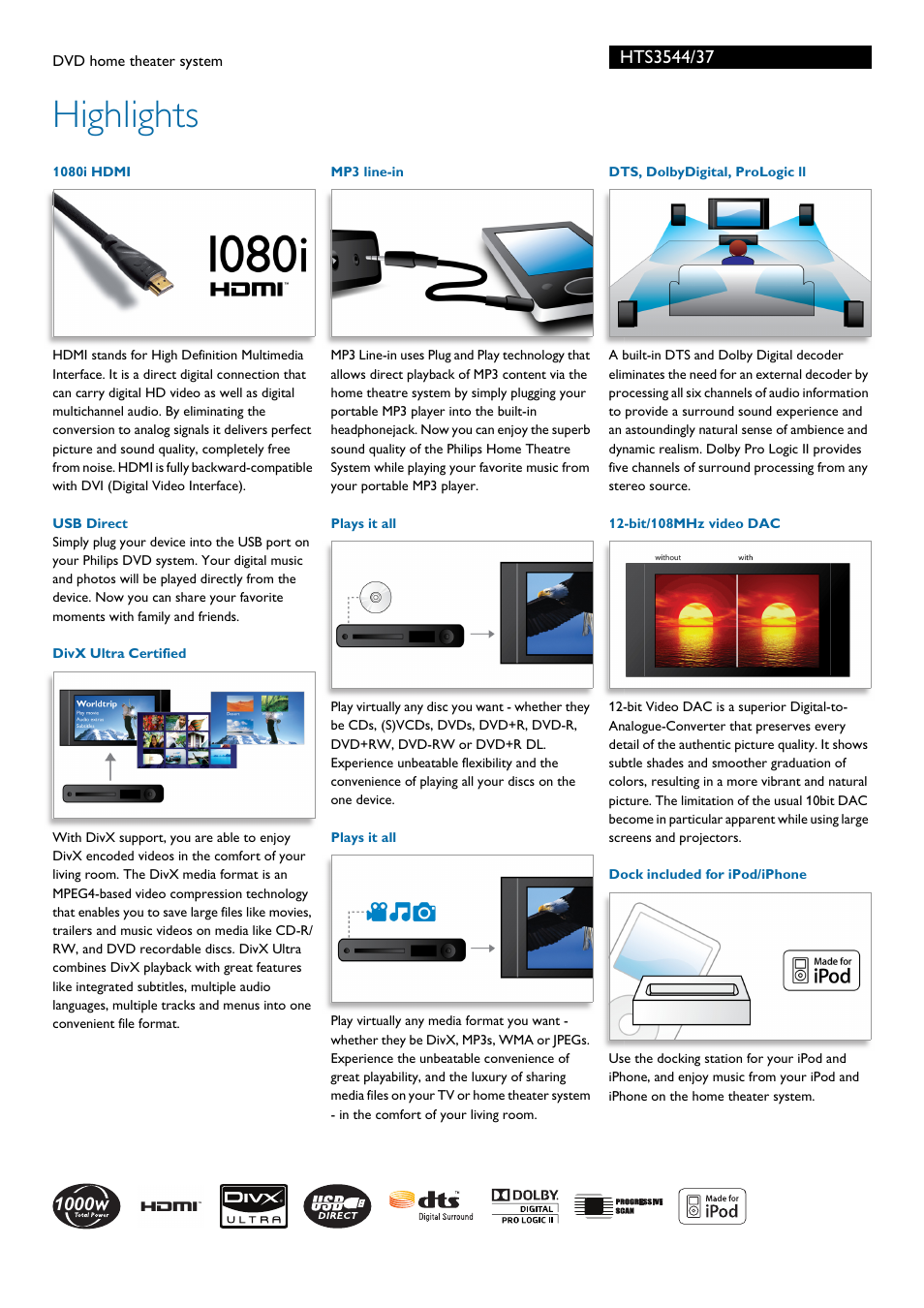 Highlights | Philips HTS3544-37B User Manual | Page 2 / 3