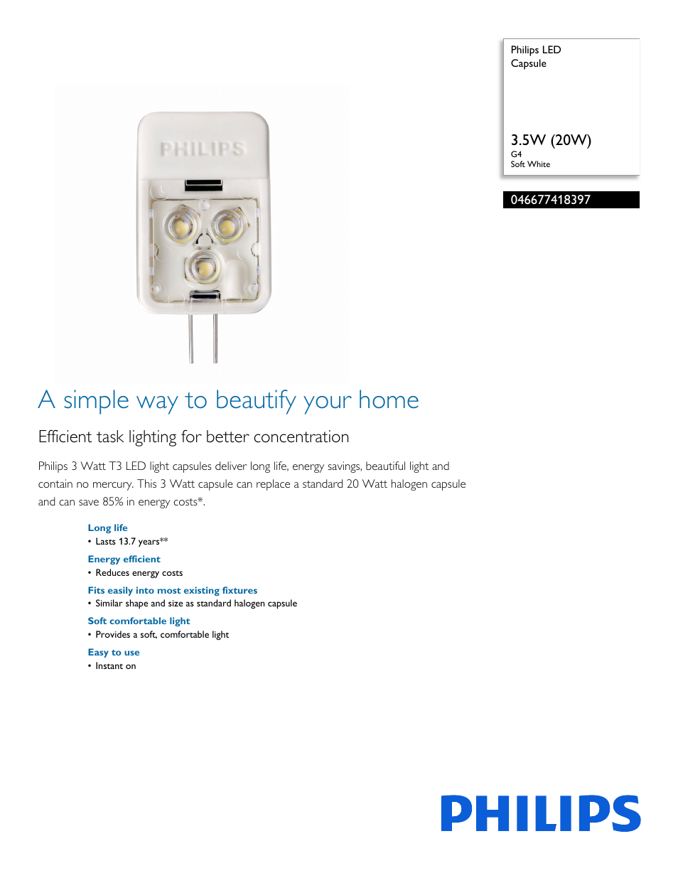 Philips 046677418397 User Manual | 2 pages