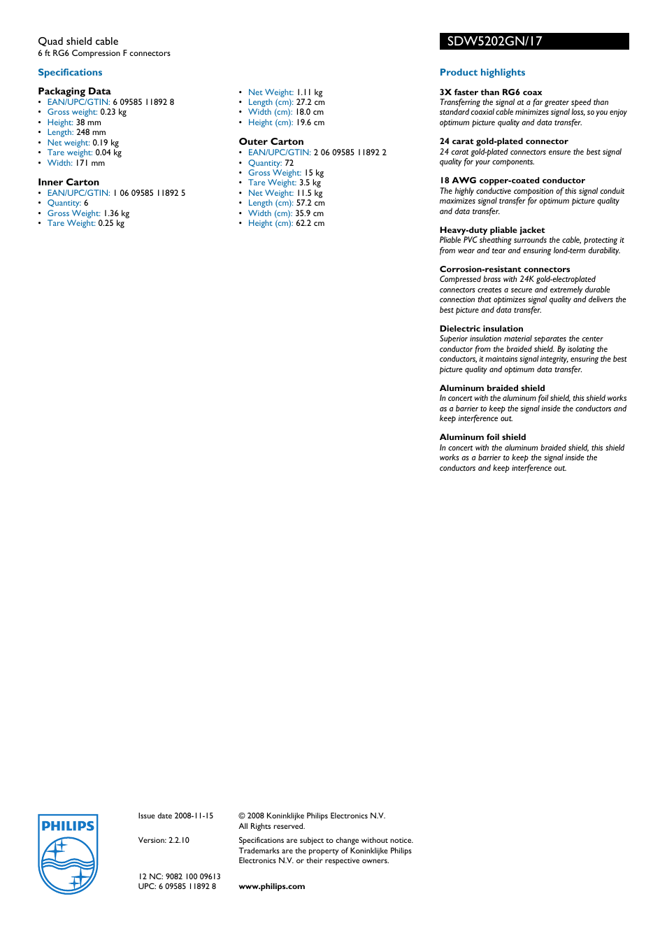 Philips SDW5202GN-17 User Manual | Page 2 / 2