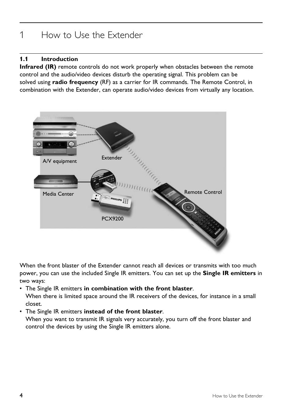 1how to use the extender | Philips RFX9200-37 User Manual | Page 4 / 18