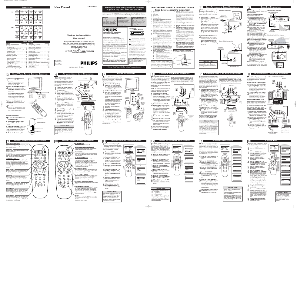 Audio out l r s-video out ant/cable out video out, 12 3 vol, Video audio l r s-video video audio right left | Video l r av in av out y audio pb pr | Philips 27PT5445-37B User Manual | Page 12 / 36