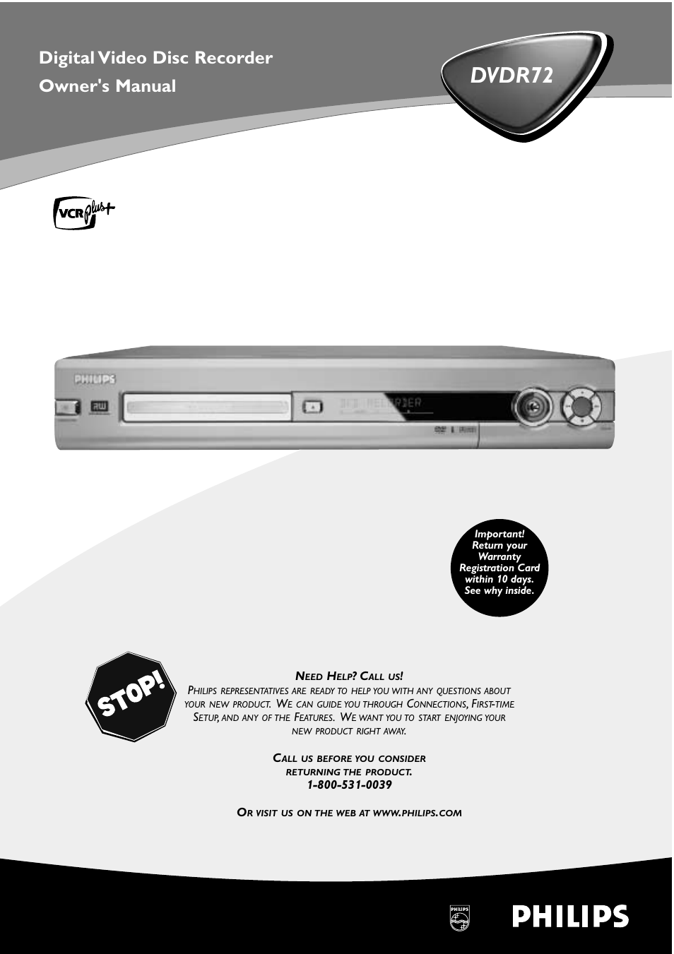 Philips DVDR72-99 User Manual | 72 pages