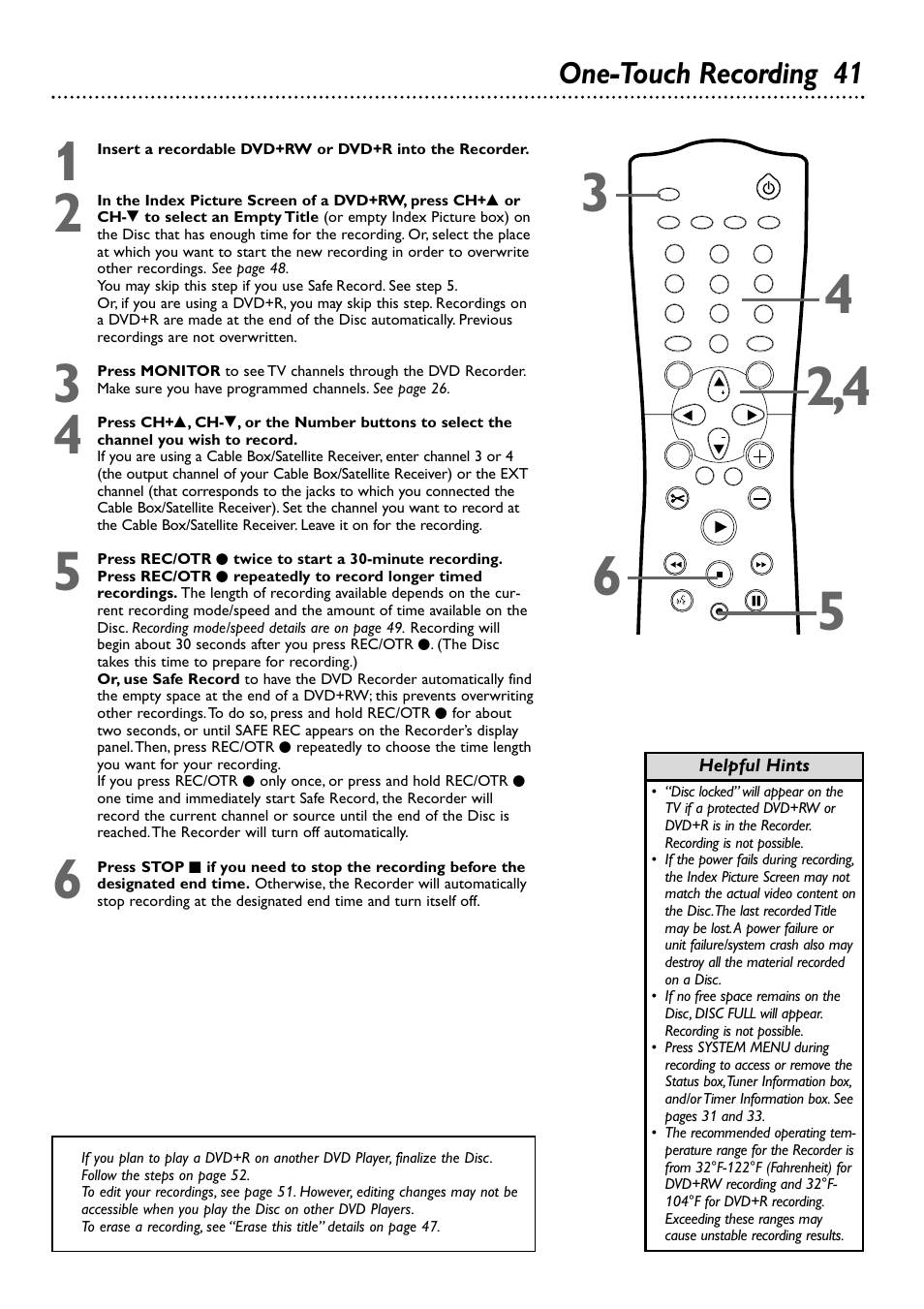 One-touch recording 41 | Philips DVDR72-99 User Manual | Page 41 / 72