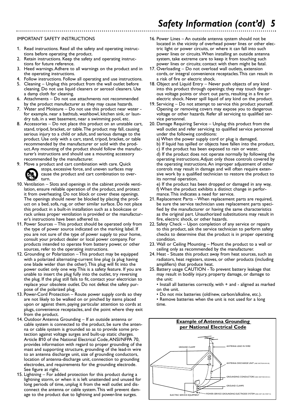 Safety information (cont’d) 5 | Philips DVDR72-99 User Manual | Page 5 / 72