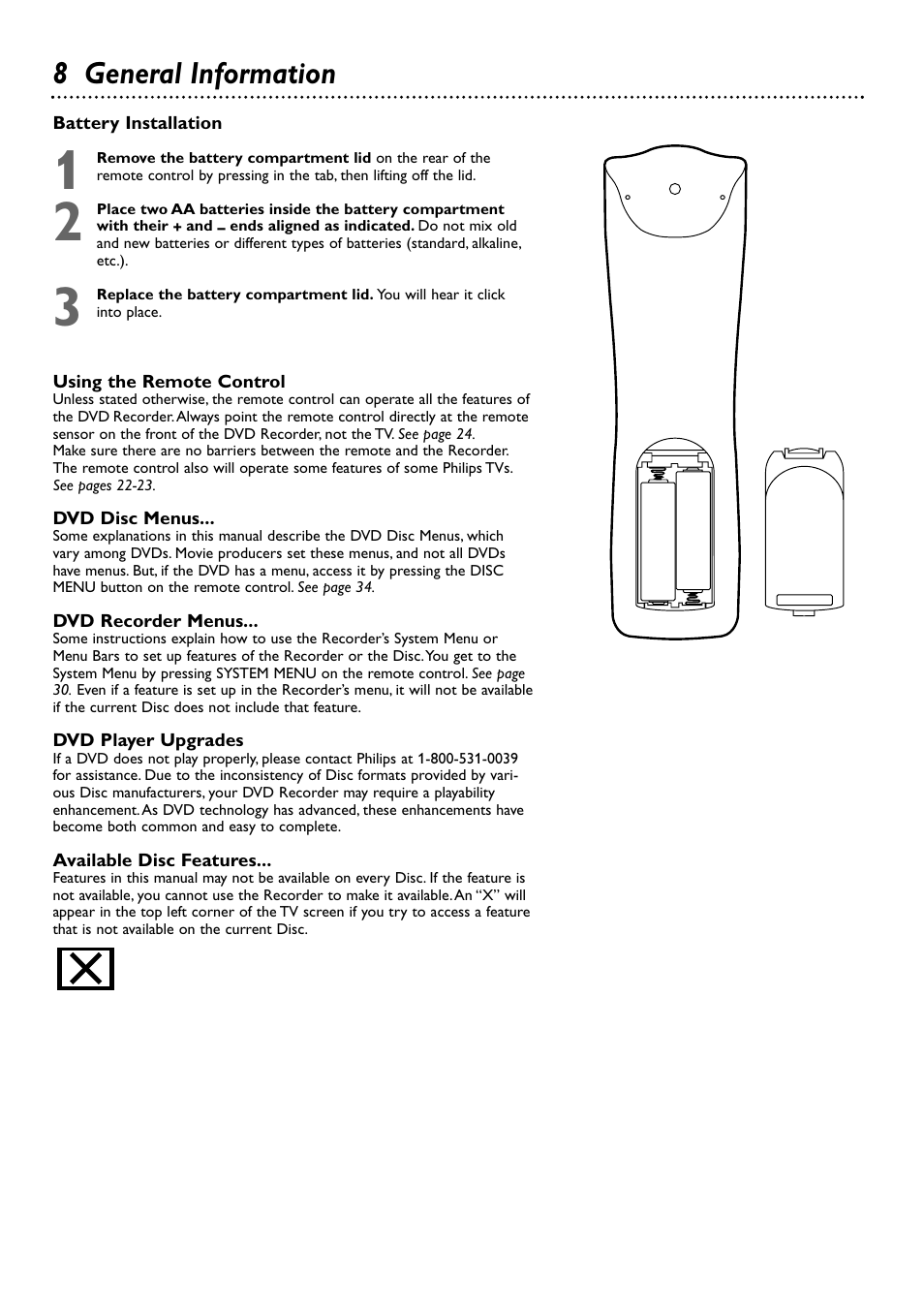 8 general information | Philips DVDR72-99 User Manual | Page 8 / 72