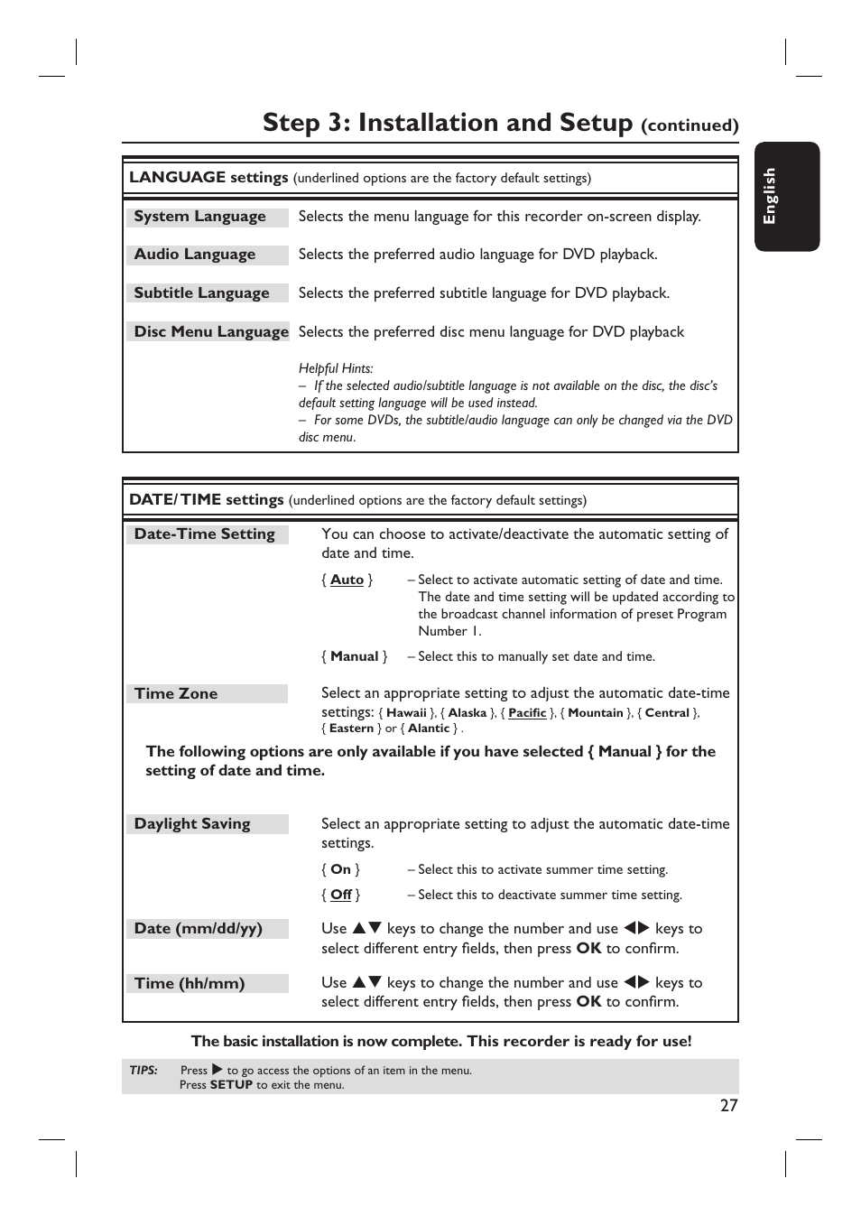 Step 3: installation and setup | Philips DVDR3350H-37 User Manual | Page 27 / 75