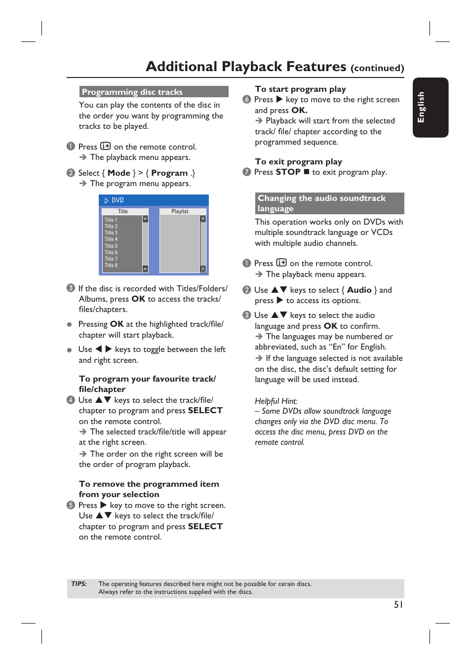 Additional playback features | Philips DVDR3350H-37 User Manual | Page 51 / 75