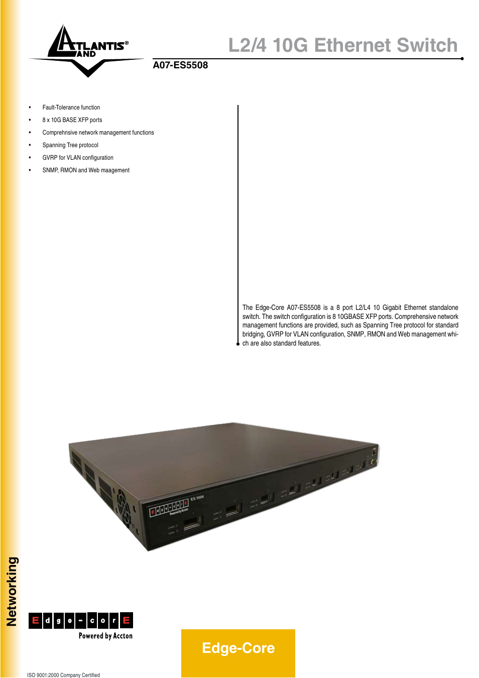 Atlantis Land L2/4 10G Ethernet Switch User Manual | 2 pages