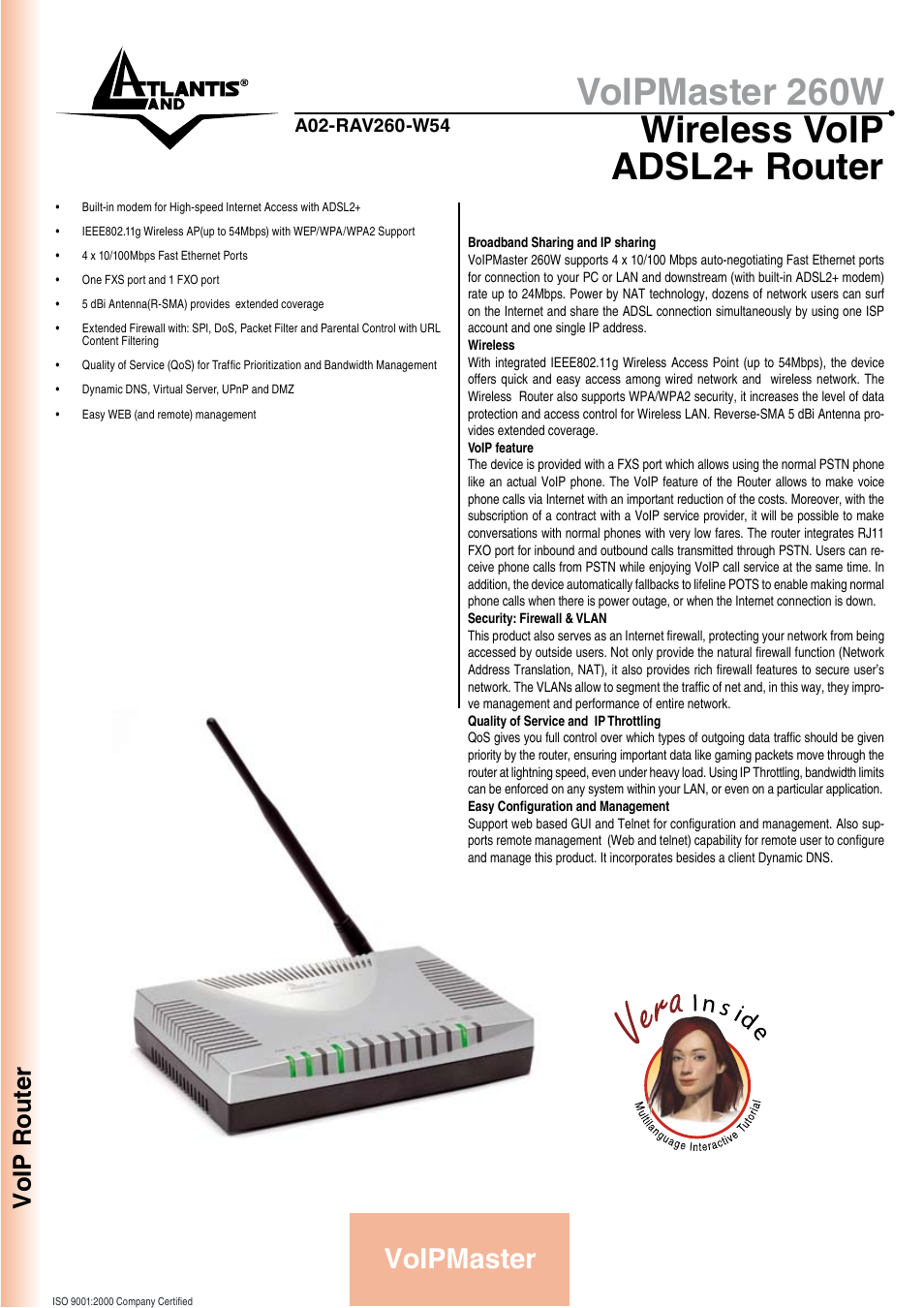 Atlantis Land ADSL2+ User Manual | 2 pages