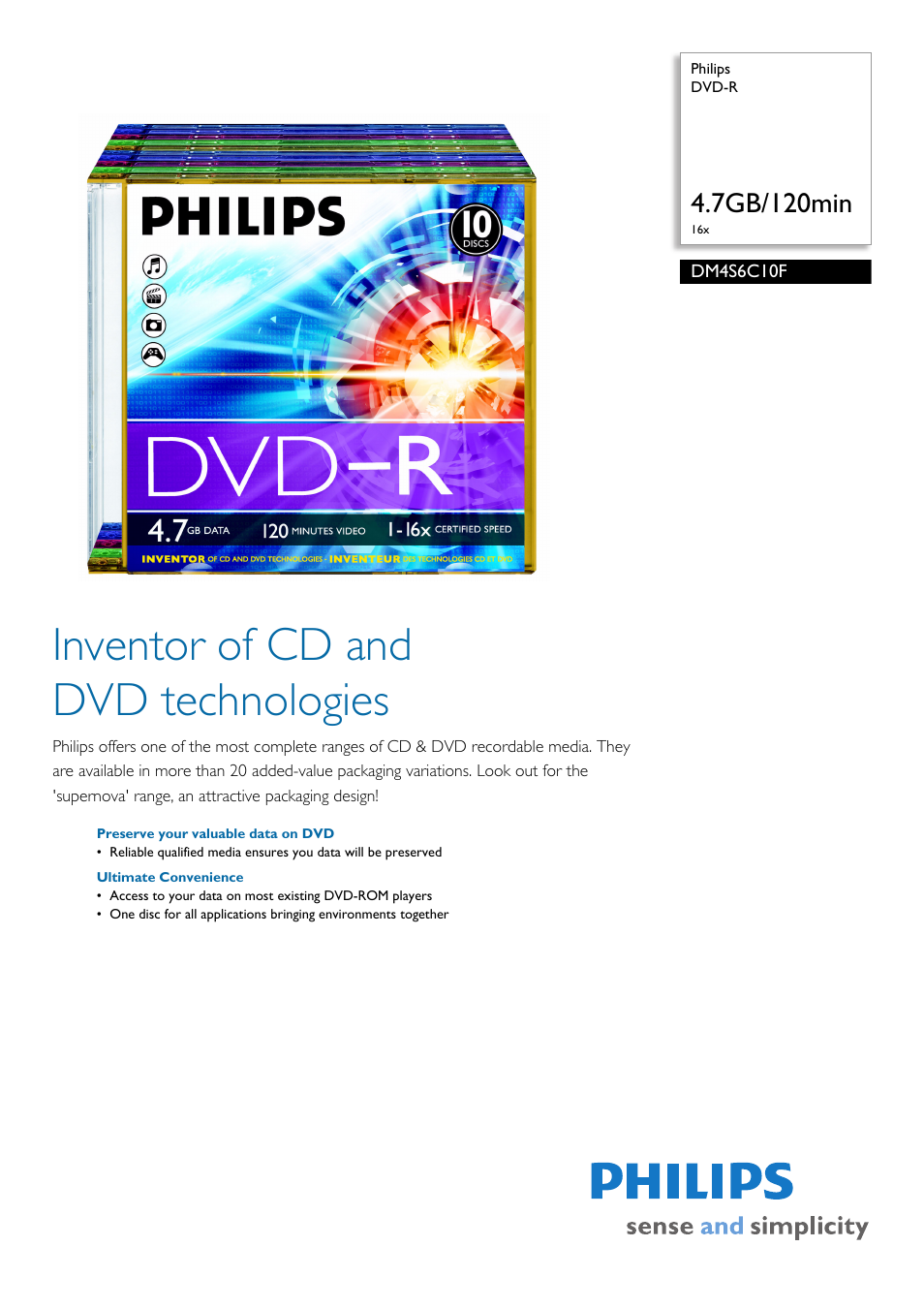 Philips DM4S6C10F-17 User Manual | 2 pages