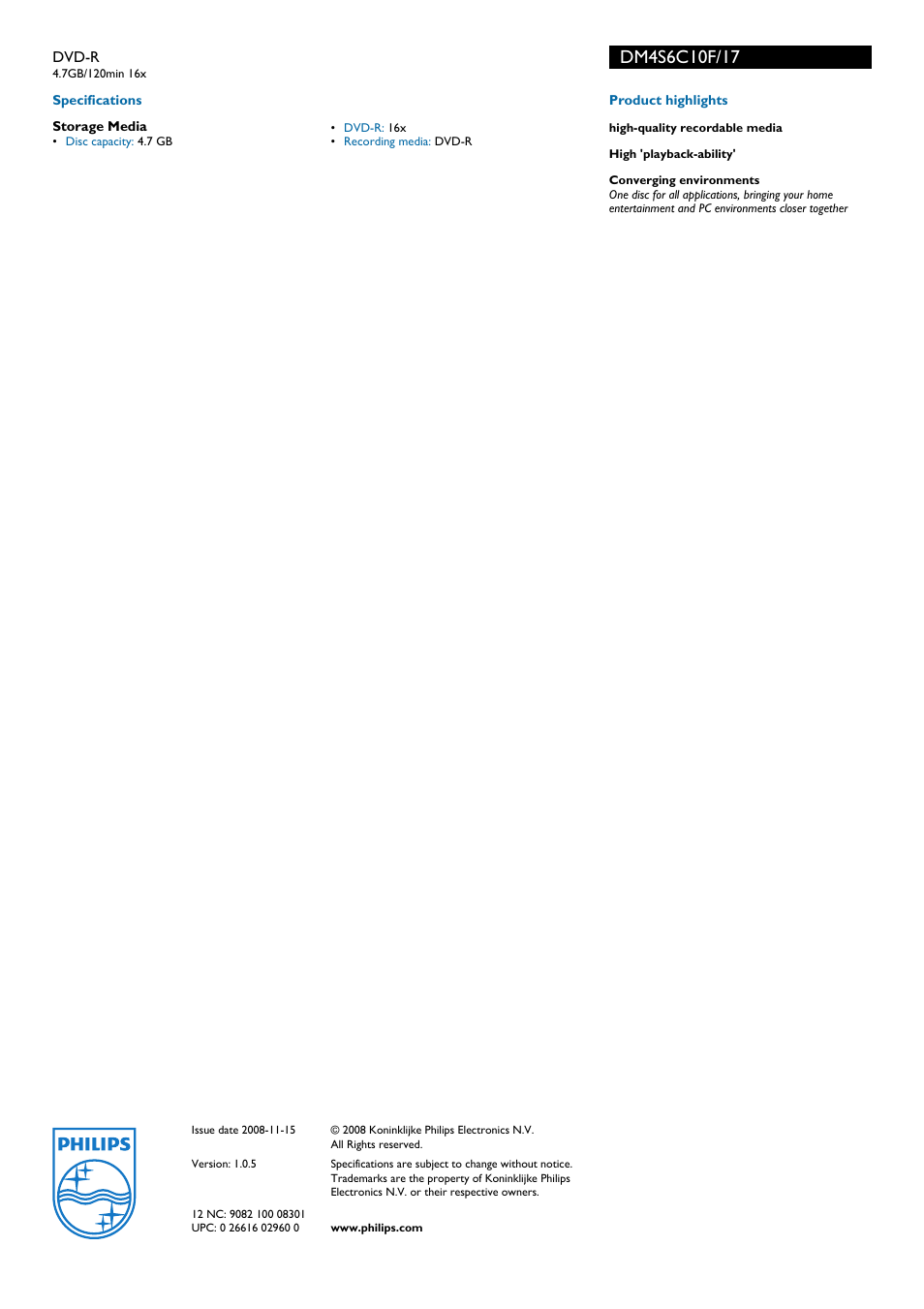 Philips DM4S6C10F-17 User Manual | Page 2 / 2