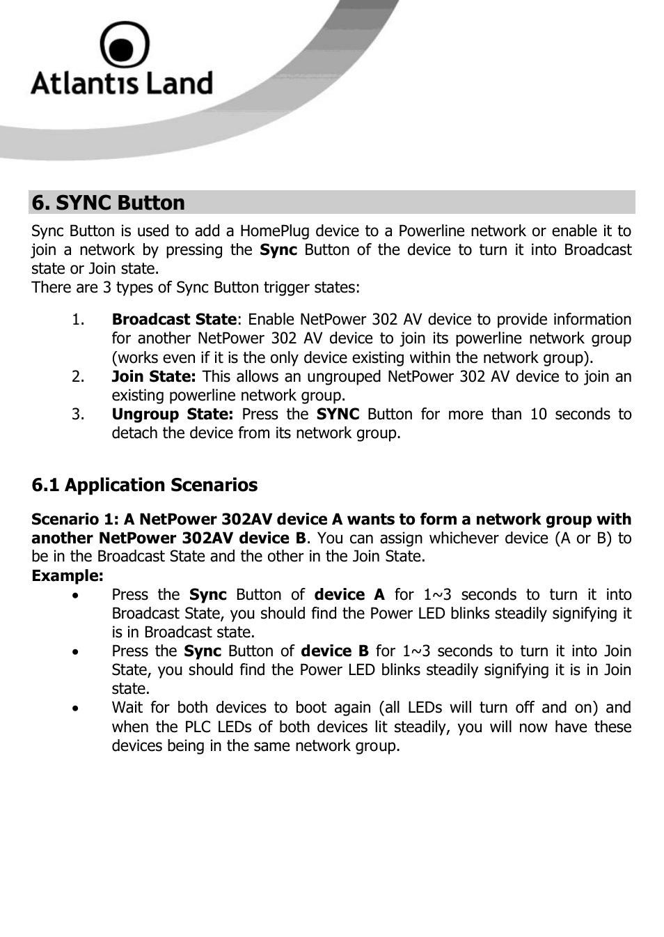 Sync button | Atlantis Land NET POWER 302AV User Manual | Page 15 / 35