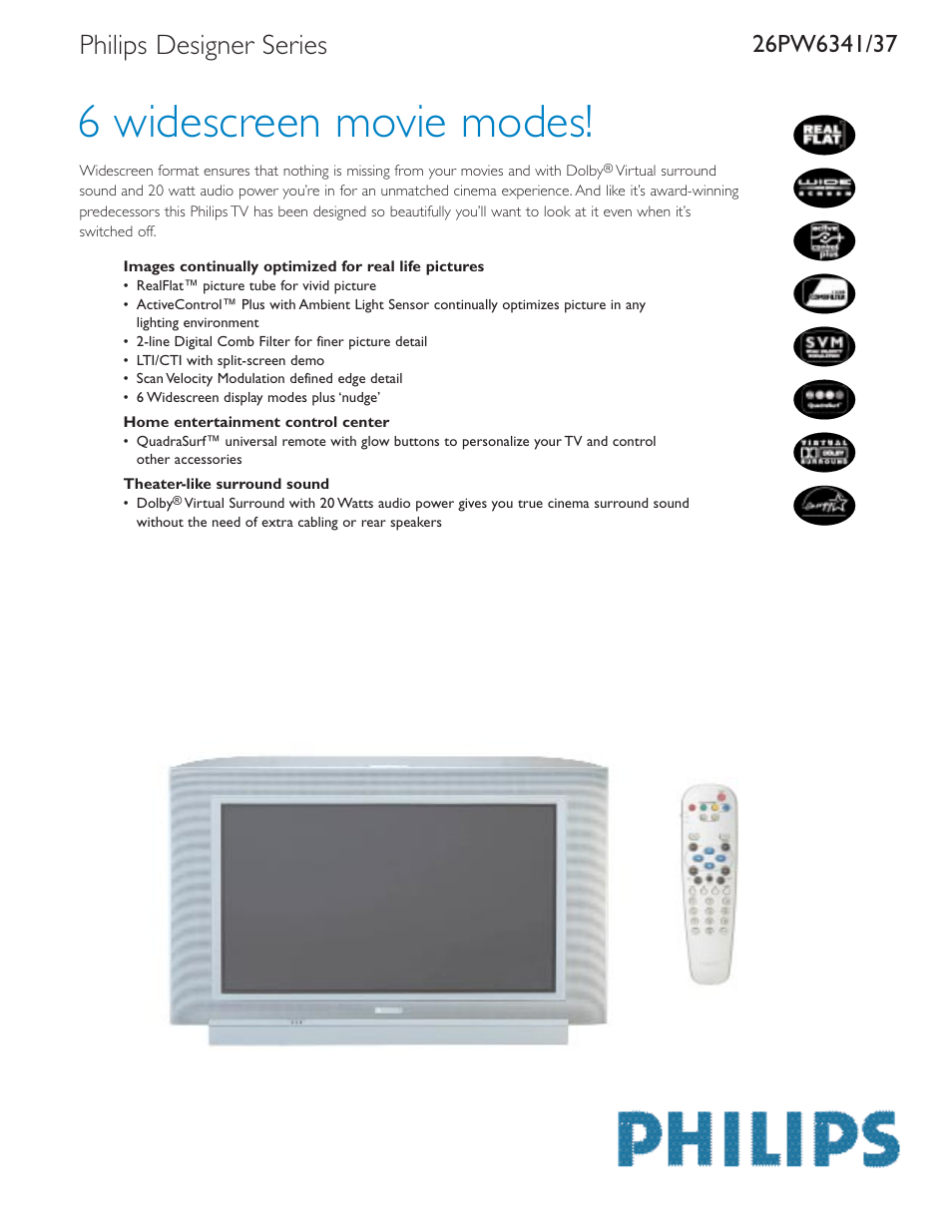 Philips 26PW6341-37 User Manual | 2 pages