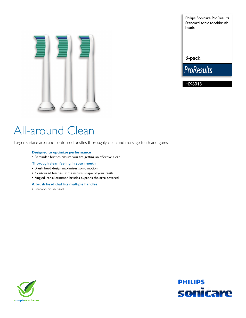 Philips HX6013-46 User Manual | 2 pages