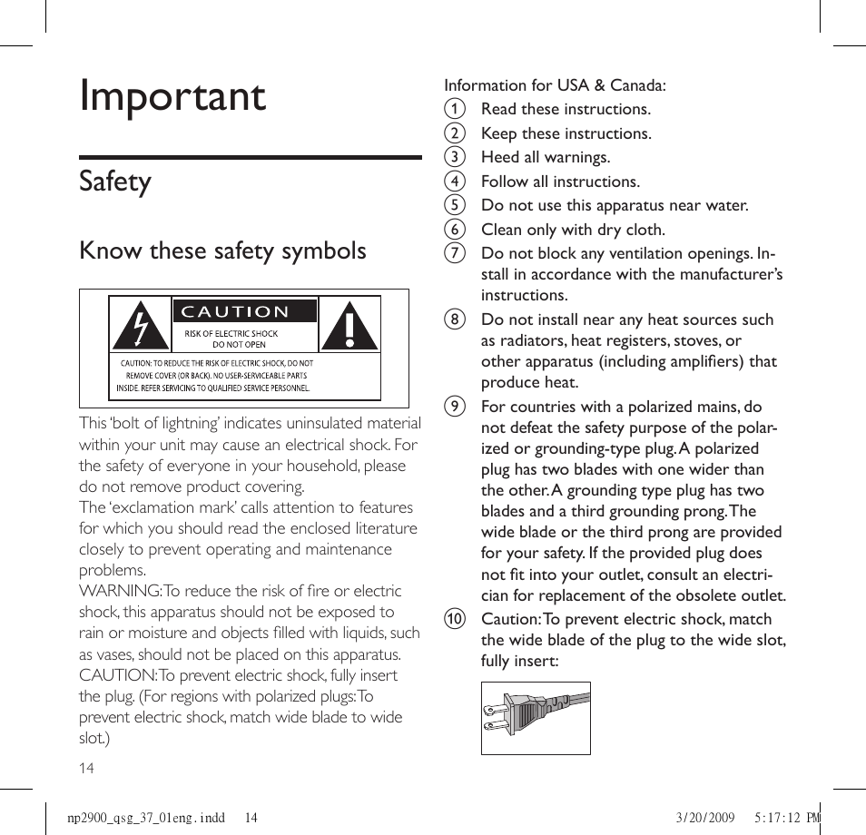 Important, Safety, Know these safety symbols | Philips NP2900-37B User Manual | Page 16 / 21