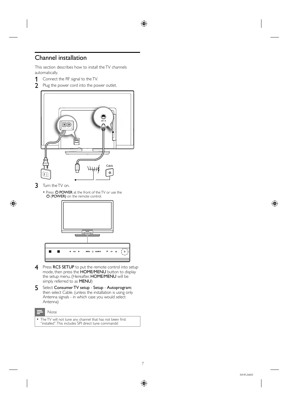 Channel installation | Philips 50HFL3683S-F7 User Manual | Page 7 / 12