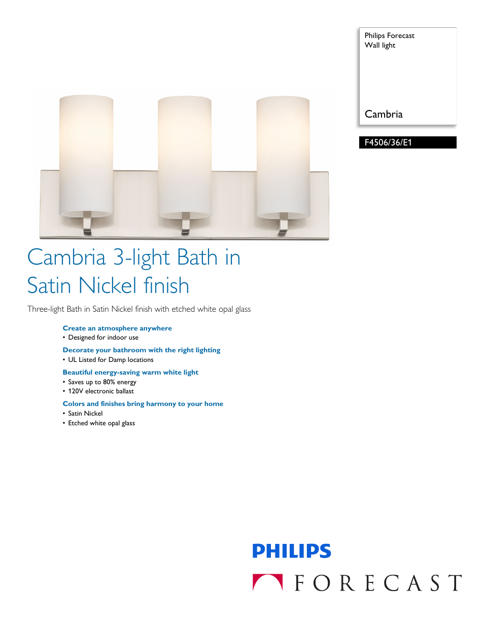 Philips F450636E1 User Manual | 2 pages