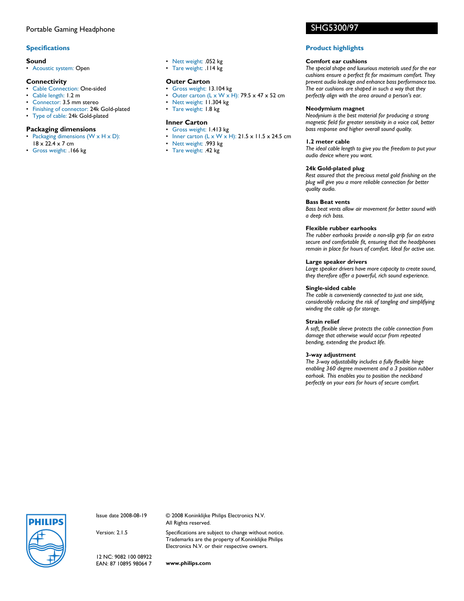 Philips SHG5300-97 User Manual | Page 2 / 2