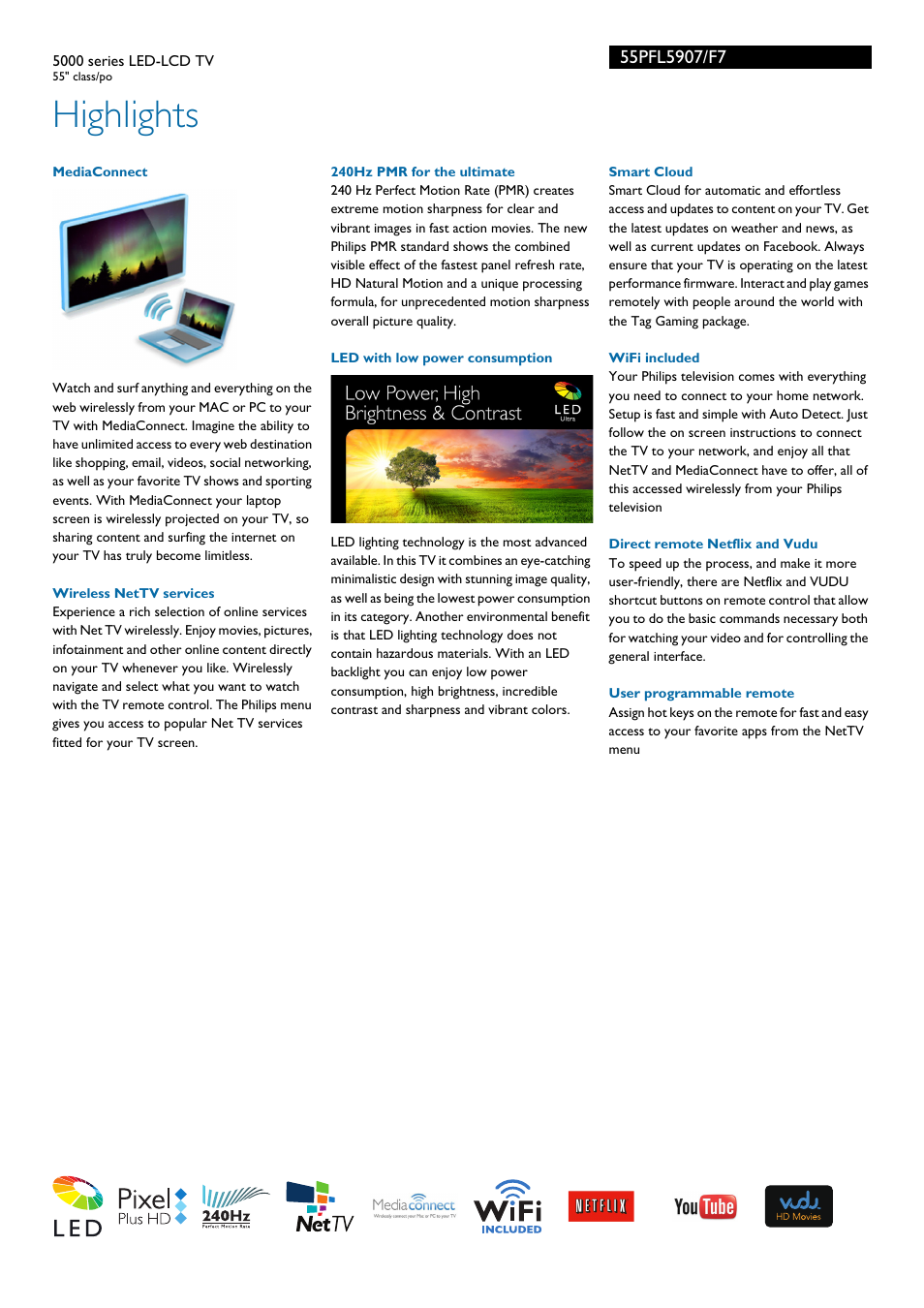 Highlights | Philips 55PFL5907-F7 User Manual | Page 2 / 3