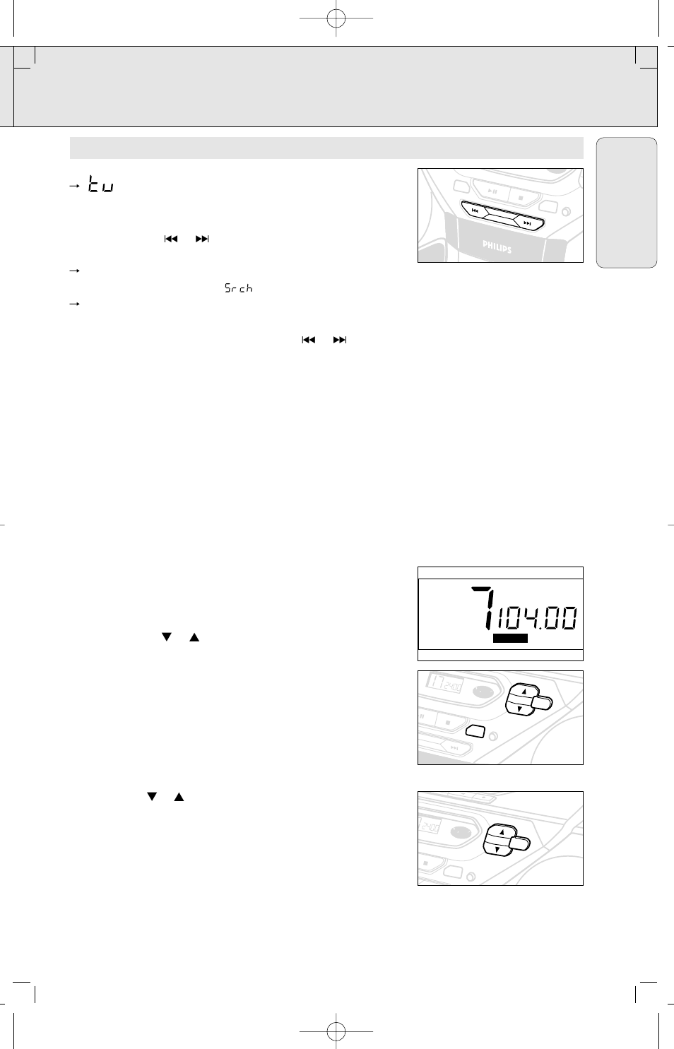 Digital tuner, English | Philips PORTABLE RADIO CASS REC + CD User Manual | Page 11 / 44