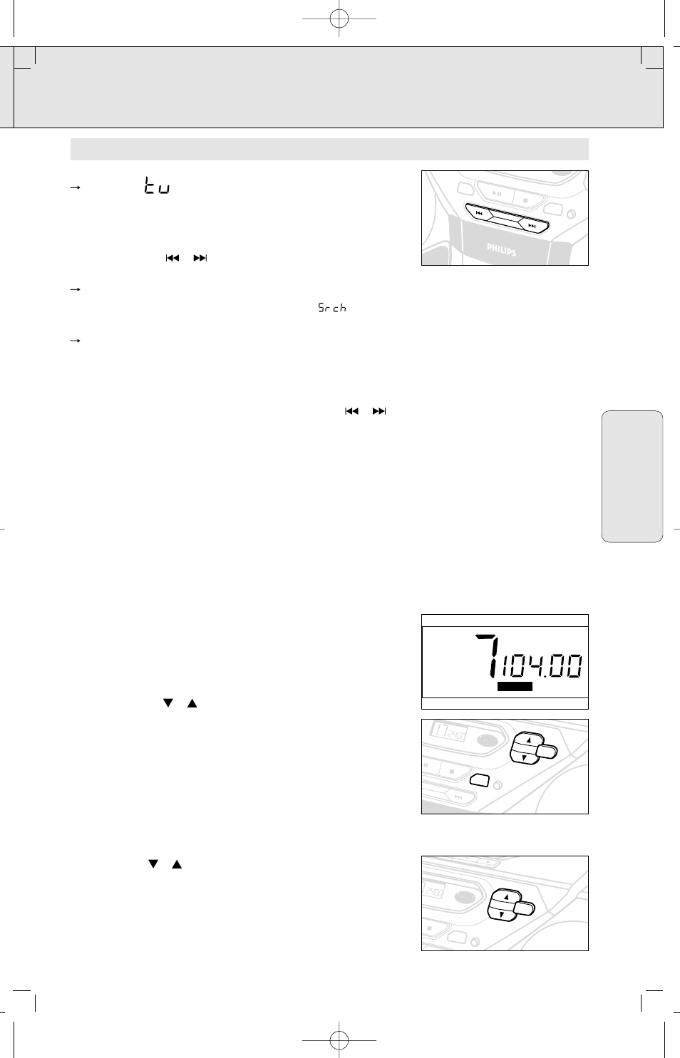 Sintonizador digital, Espa ñ ol | Philips PORTABLE RADIO CASS REC + CD User Manual | Page 37 / 44