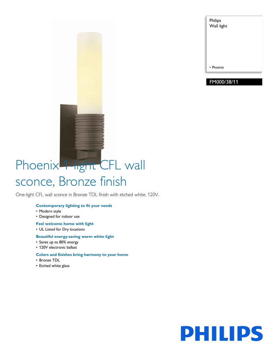 Philips FM0003811 User Manual | 2 pages