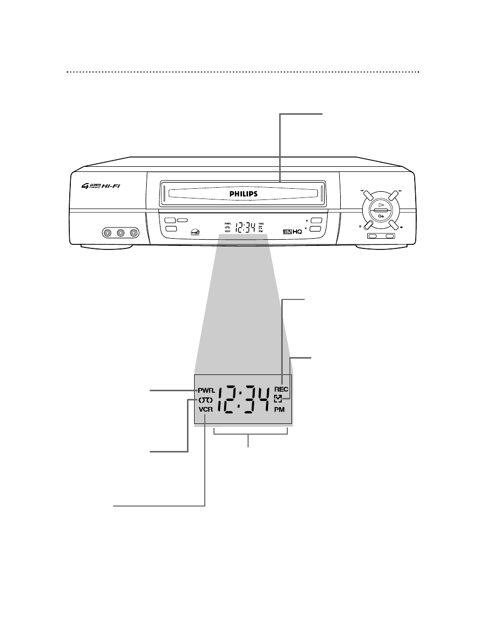 26 vcr display panel, Vr622cat | Philips VR622CAT User Manual | Page 26 / 54